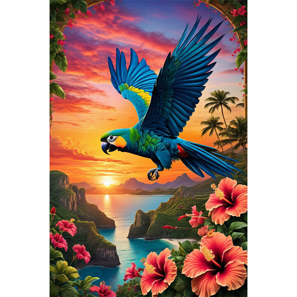 Diamond Painting - Full Round - Sunset and parrot (40*60CM)