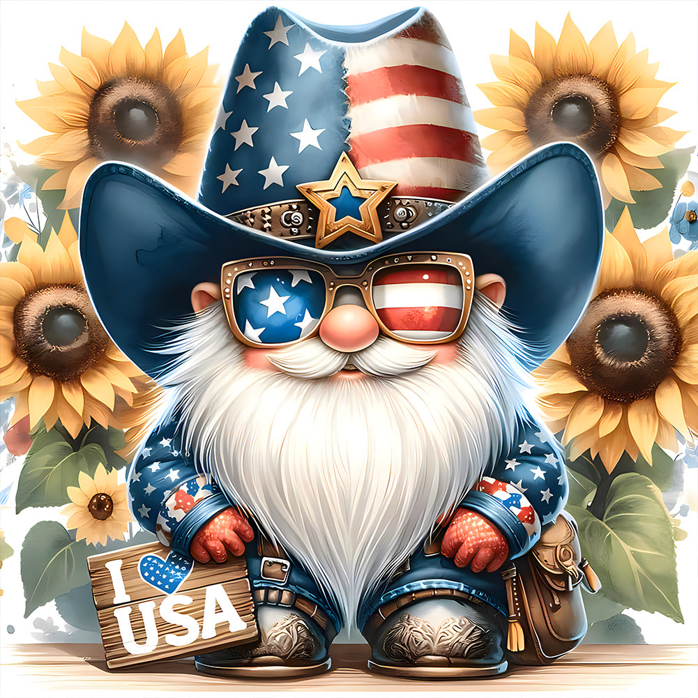 Diamond Painting - Full Round - Independence Day gnome (30*30CM)