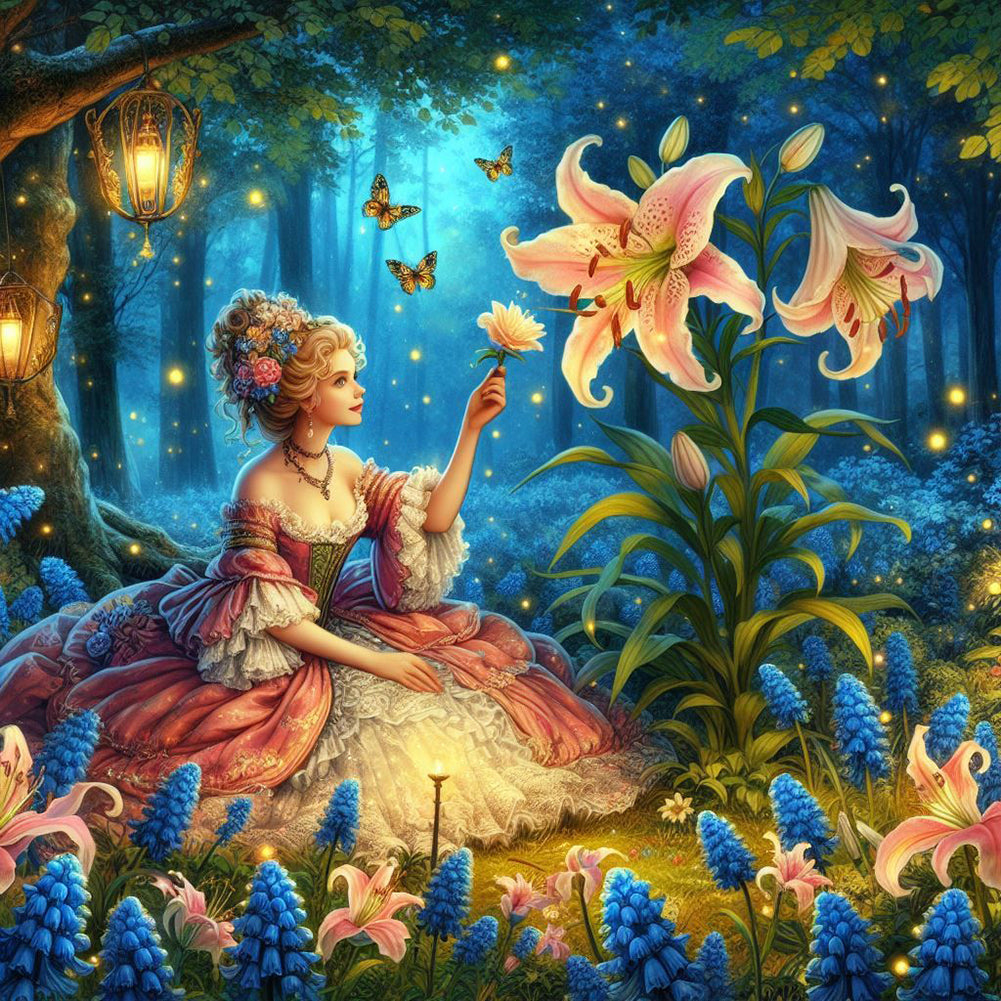 Diamond Painting - Full Round - Lily and girl (40*40CM)