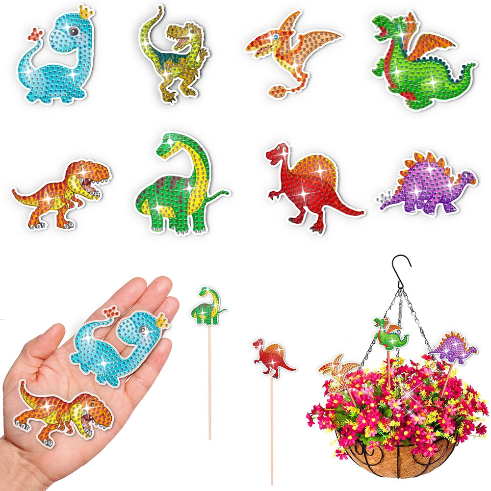 Cartoon Dinosaur Garden Stake Animal Diamond Art Craft Kits Craft Supplies