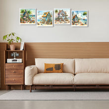 Load image into Gallery viewer, 4pcs Round Diamond Painting Set - Seaside hut (30*30CM)
