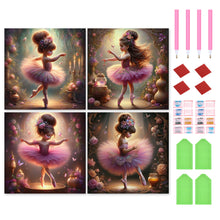 Load image into Gallery viewer, 4pcs Round Diamond Painting Set - Dancing girl (30*30CM)
