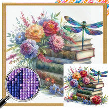 Load image into Gallery viewer, AB Diamond Painting - Full Square - dragonfly on book (30*30CM)
