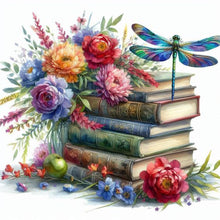 Load image into Gallery viewer, AB Diamond Painting - Full Square - dragonfly on book (30*30CM)
