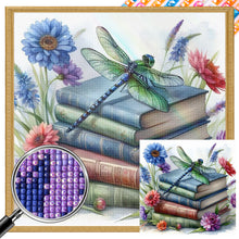 Load image into Gallery viewer, AB Diamond Painting - Full Square - dragonfly on book (30*30CM)
