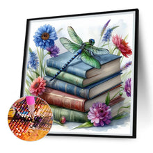 Load image into Gallery viewer, AB Diamond Painting - Full Square - dragonfly on book (30*30CM)
