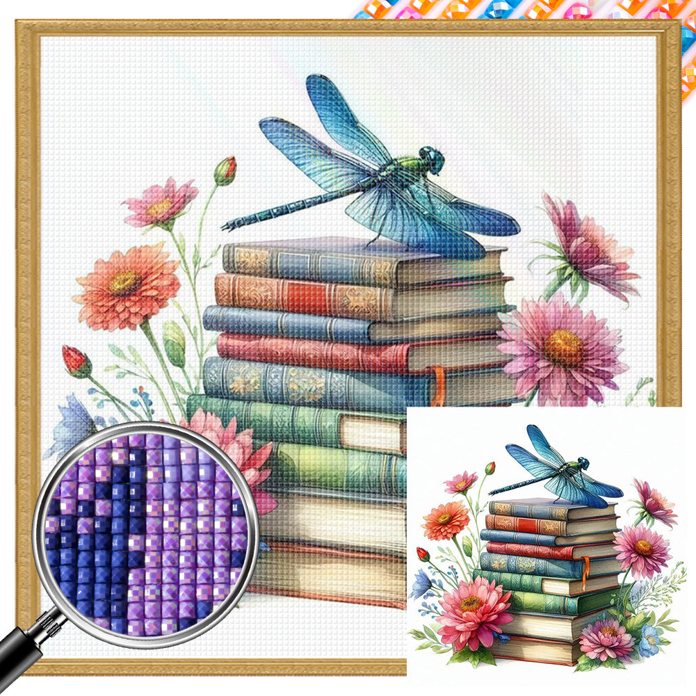 AB Diamond Painting - Full Square - dragonfly on book (30*30CM)