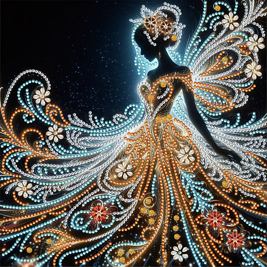 Diamond Painting - Partial Special Shaped - Gold foil fairy (30*30CM)