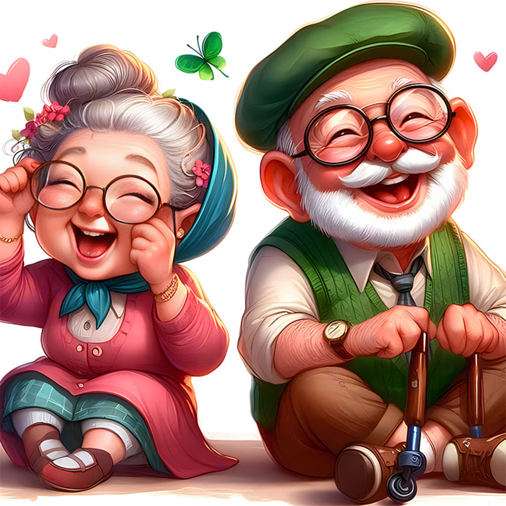 Diamond Painting - Full Round - Warm and funny grandpa and grandma (30*30CM)