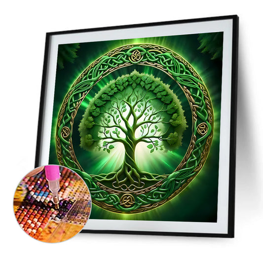Diamond Painting - Full Round - Green tree of life (40*40CM)