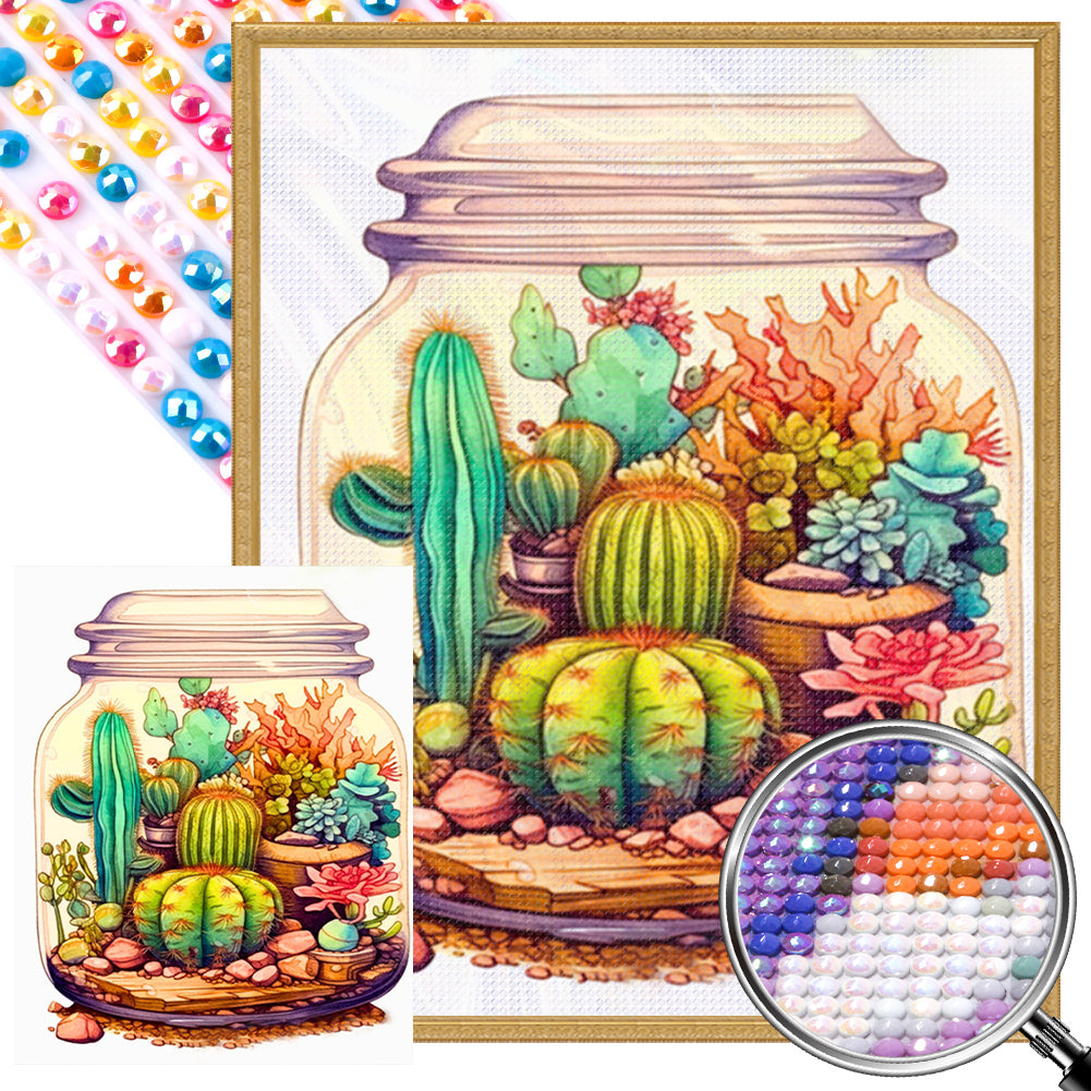 AB Diamond Painting - Full Round - Succulent plants in the jar (40*50CM)