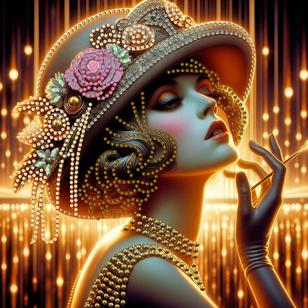 Diamond Painting - Partial Special Shaped - Elegant girl (30*30CM)