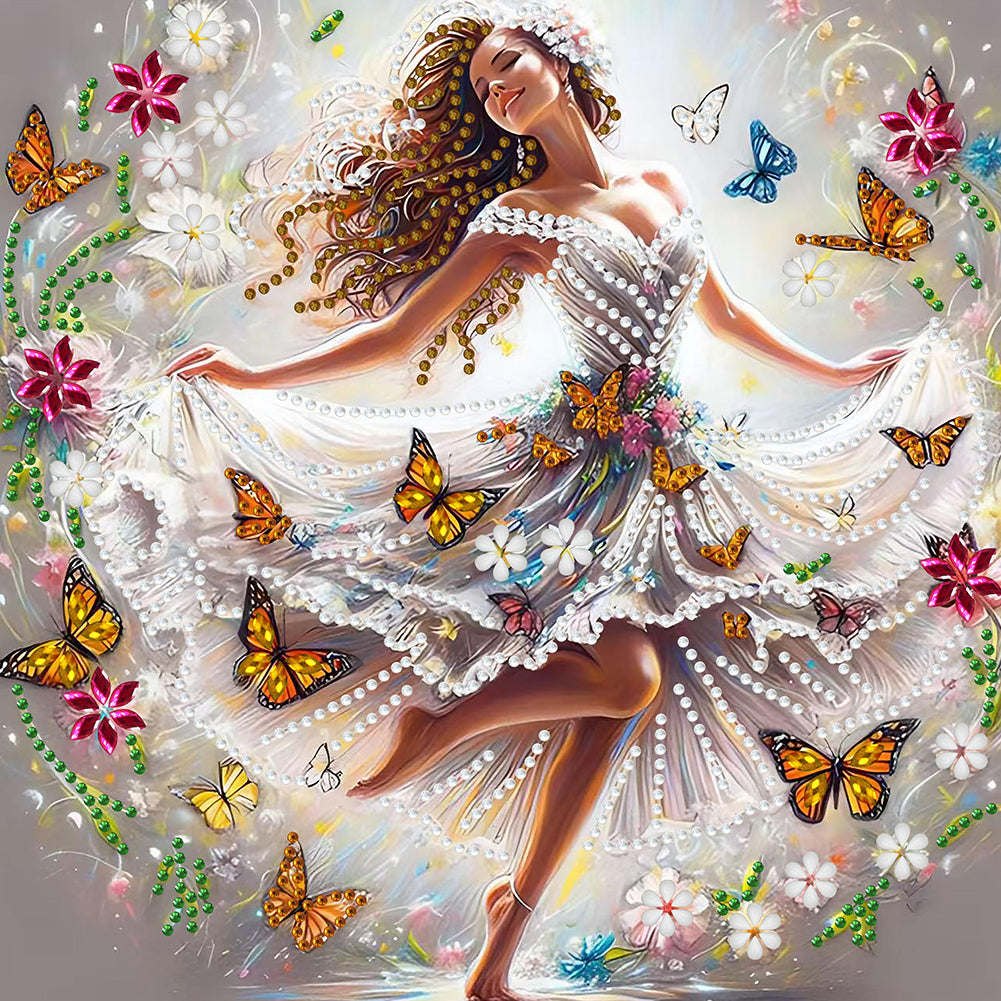 Diamond Painting - Partial Special Shaped - Butterfly girl (30*30CM)