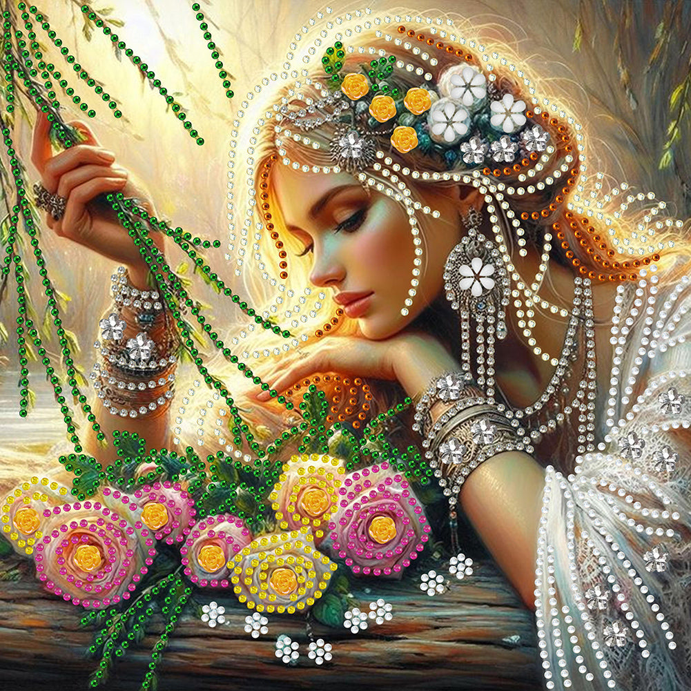 Diamond Painting - Partial Special Shaped - Elegant girl (30*30CM)