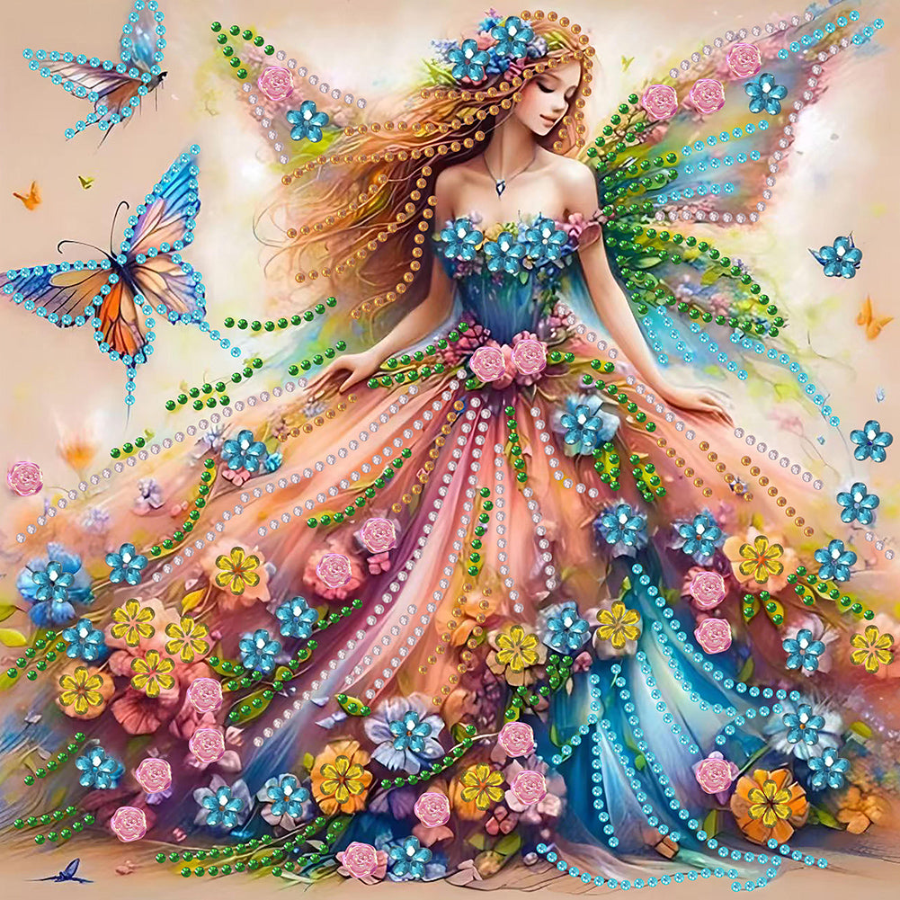 Diamond Painting - Partial Special Shaped - Butterfly girl (30*30CM)