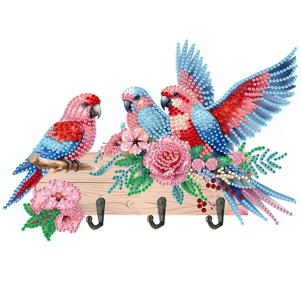 Wooden Bird Flower Diamond Painting Hanging Hooks for Beginners Kids Adults