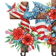 Load image into Gallery viewer, Wooden Independence Day Flag &amp; Rose Rhinestone Painting Hook for Home Decor
