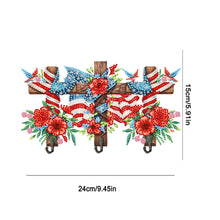 Load image into Gallery viewer, Wooden Independence Day Flag &amp; Rose Rhinestone Painting Hook for Home Decor

