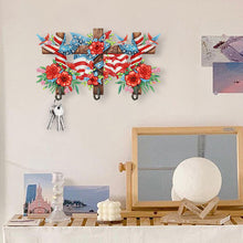 Load image into Gallery viewer, Wooden Independence Day Flag &amp; Rose Rhinestone Painting Hook for Home Decor
