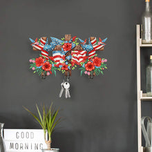 Load image into Gallery viewer, Wooden Independence Day Flag &amp; Rose Rhinestone Painting Hook for Home Decor
