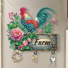 Load image into Gallery viewer, Wooden Farm Rooster Diamond Painting Wall Hooks DIY Hook Rail for home Decor
