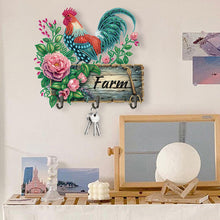 Load image into Gallery viewer, Wooden Farm Rooster Diamond Painting Wall Hooks DIY Hook Rail for home Decor
