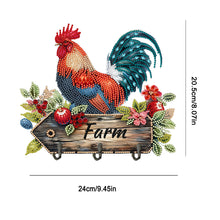 Load image into Gallery viewer, Wooden Farm Rooster Diamond Painting Wall Hooks DIY Hook Rail for home Decor
