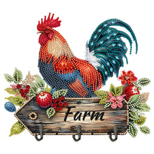Load image into Gallery viewer, Wooden Farm Rooster Diamond Painting Wall Hooks DIY Hook Rail for home Decor
