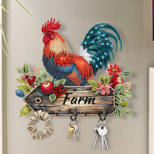 Load image into Gallery viewer, Wooden Farm Rooster Diamond Painting Wall Hooks DIY Hook Rail for home Decor
