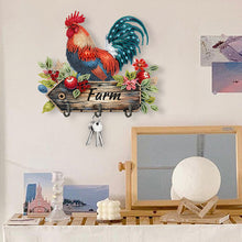 Load image into Gallery viewer, Wooden Farm Rooster Diamond Painting Wall Hooks DIY Hook Rail for home Decor

