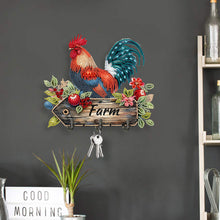 Load image into Gallery viewer, Wooden Farm Rooster Diamond Painting Wall Hooks DIY Hook Rail for home Decor
