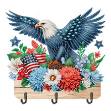 Load image into Gallery viewer, Wooden Eagle and Flower DIY Diamond Painting Art Hooks Rail for Home Decor

