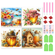 Load image into Gallery viewer, 4pcs Round Diamond Painting Set - Honey (30*30CM)
