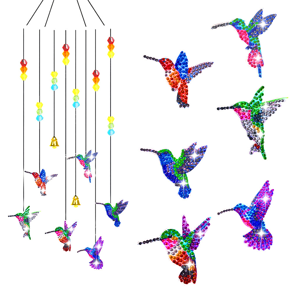 Cartoon Diamond Art Sun Catcher Butterfly DIY Crystal Wind Chime for Wall Decor