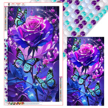 Load image into Gallery viewer, Diamond Painting - Full Round - Mysterious butterfly purple rose (40*70CM)
