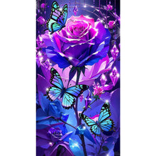 Load image into Gallery viewer, Diamond Painting - Full Round - Mysterious butterfly purple rose (40*70CM)
