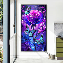 Load image into Gallery viewer, Diamond Painting - Full Round - Mysterious butterfly purple rose (40*70CM)
