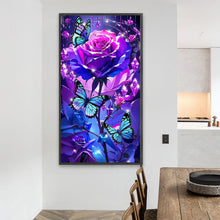 Load image into Gallery viewer, Diamond Painting - Full Round - Mysterious butterfly purple rose (40*70CM)
