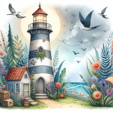 Load image into Gallery viewer, 4pcs Round Diamond Painting Set - Seaside lighthouse (30*30CM)
