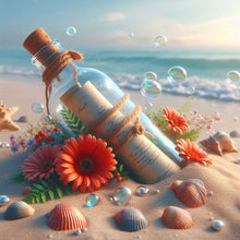 Load image into Gallery viewer, 4pcs Round Diamond Painting Set - Seaside wishing bottle (30*30CM)
