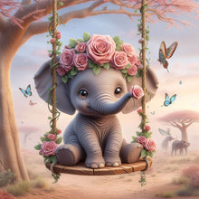 Load image into Gallery viewer, Diamond Painting - Full Round - Elephant swinging on a swing (40*40CM)
