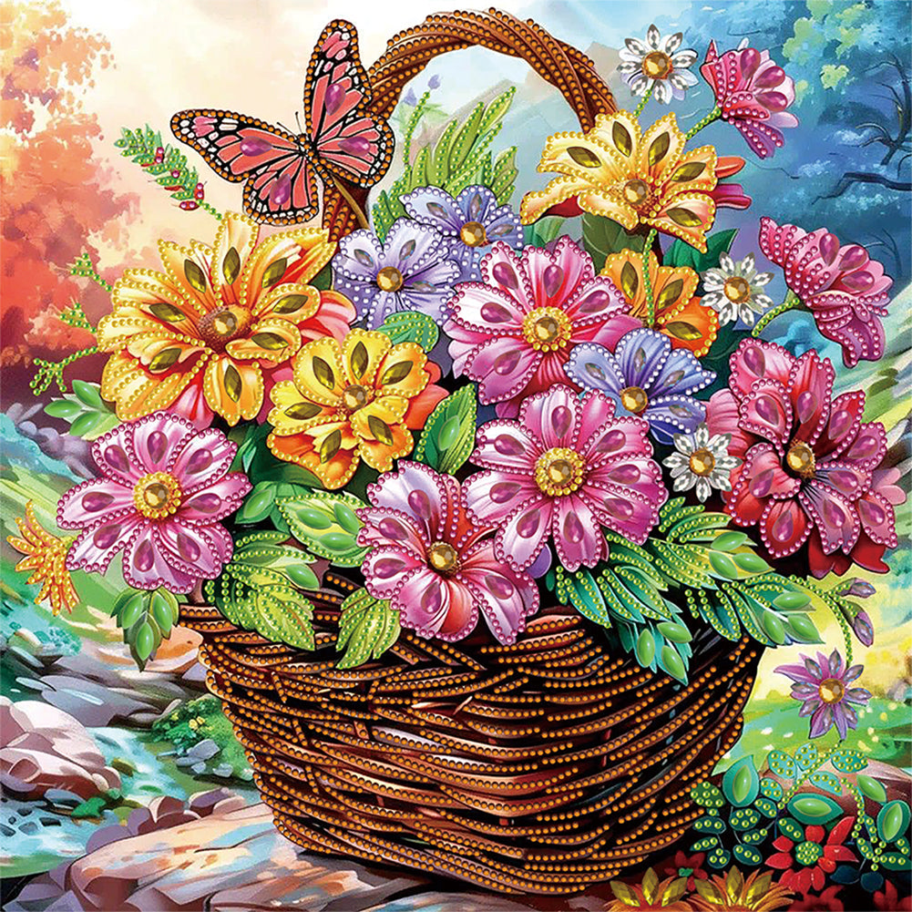 Diamond Painting - Partial Special Shaped - Flower basket (40*40CM)