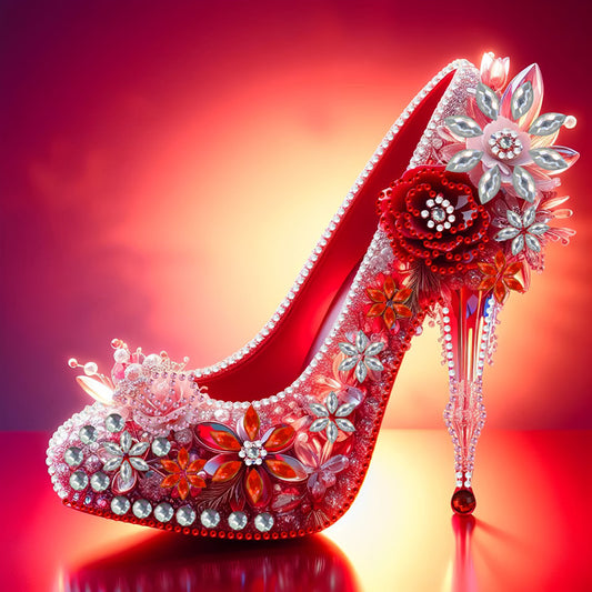 Diamond Painting - Partial Special Shaped - red high heels (30*30CM)