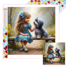 Load image into Gallery viewer, Diamond Painting - Full Square - Dog and girl (40*40CM)
