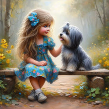 Load image into Gallery viewer, Diamond Painting - Full Square - Dog and girl (40*40CM)
