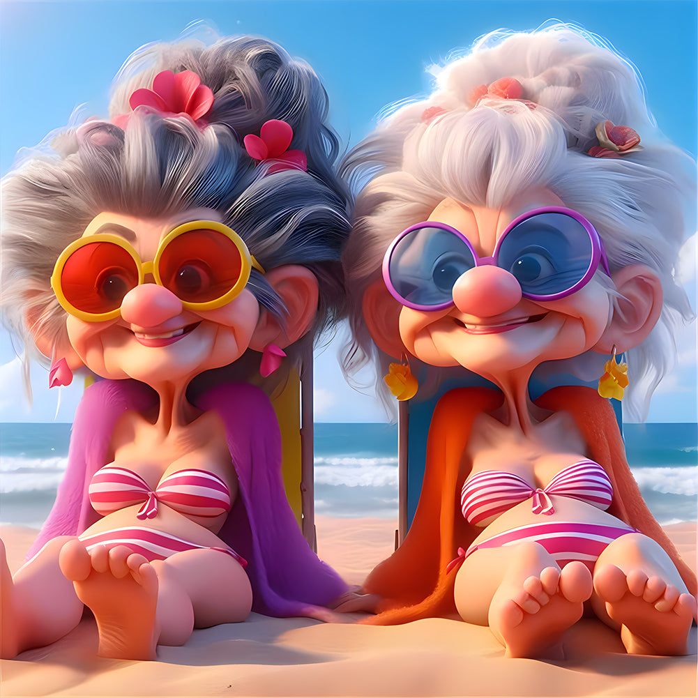 Diamond Painting - Full Round - Funny grandma (40*40CM)