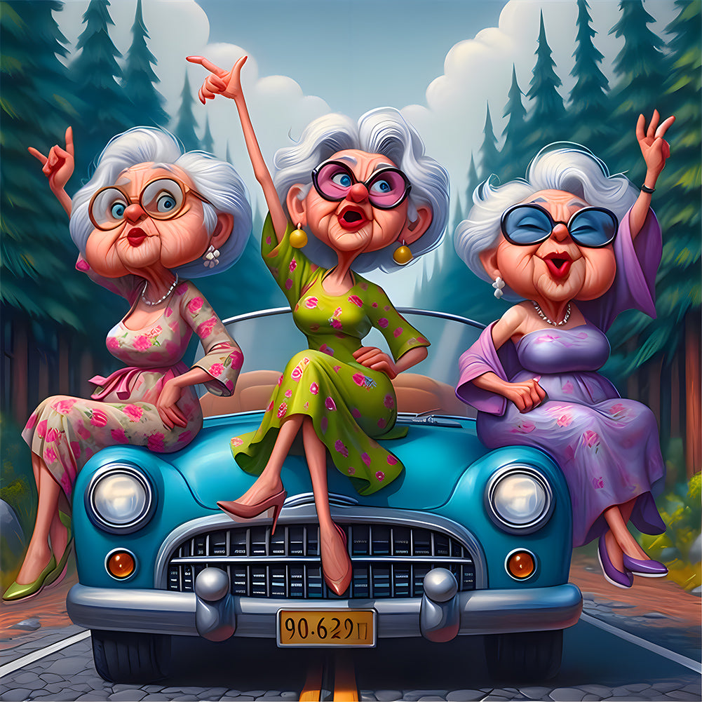 Diamond Painting - Full Round - Funny grandma (40*40CM)