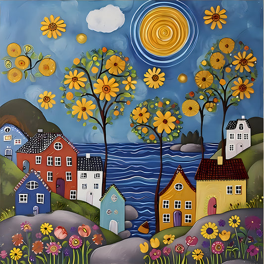 Diamond Painting - Full Round - colorful house (40*40CM)