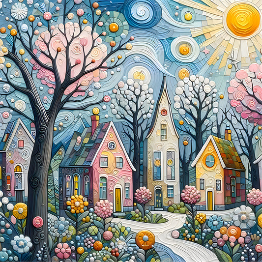 Diamond Painting - Full Round - colorful house (40*40CM)