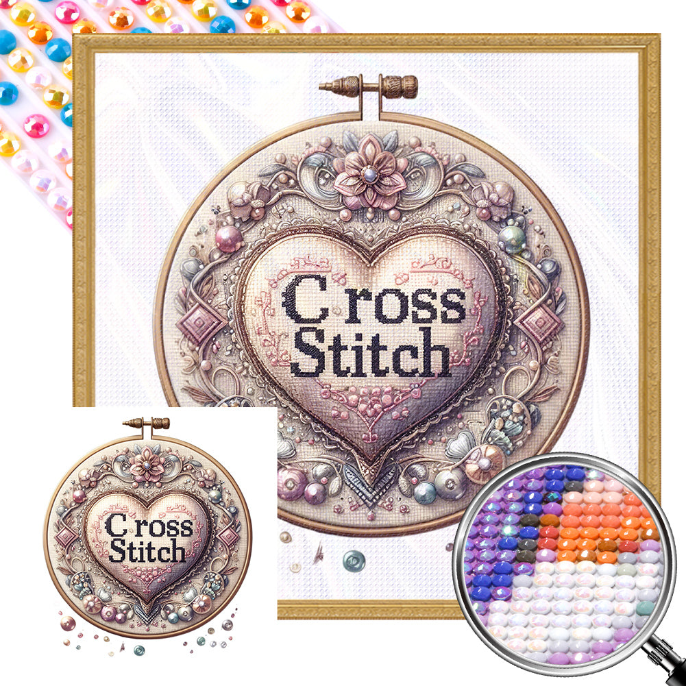 AB Diamond Painting - Full Round - Cross stitch heart (40*40CM)